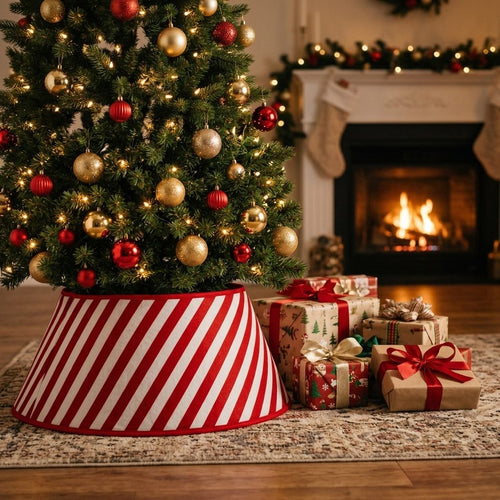 3D Christmas Tree Collar de 22" | Elfo & Candy Cane (Cubierta para Árbol de Navidad) – Cubrir la base del árbol de Navidad