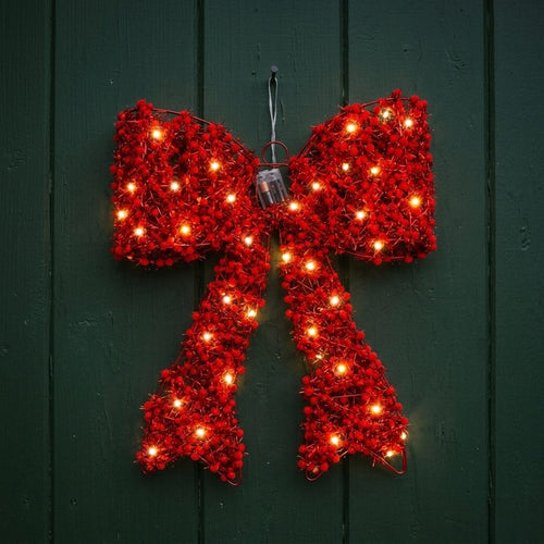 Red Christmas Bow with Warm Light | 15.7" (Grande)