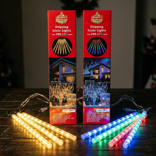 Luces Navideñas | Icicle Lights LED | 288 Luces, Warm White & Multi Color