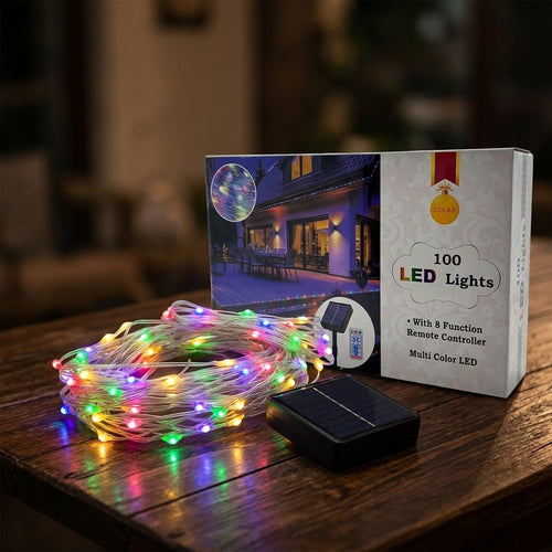 Solar Multicolor Ribbon Lights – 100 LED with 8 Functions