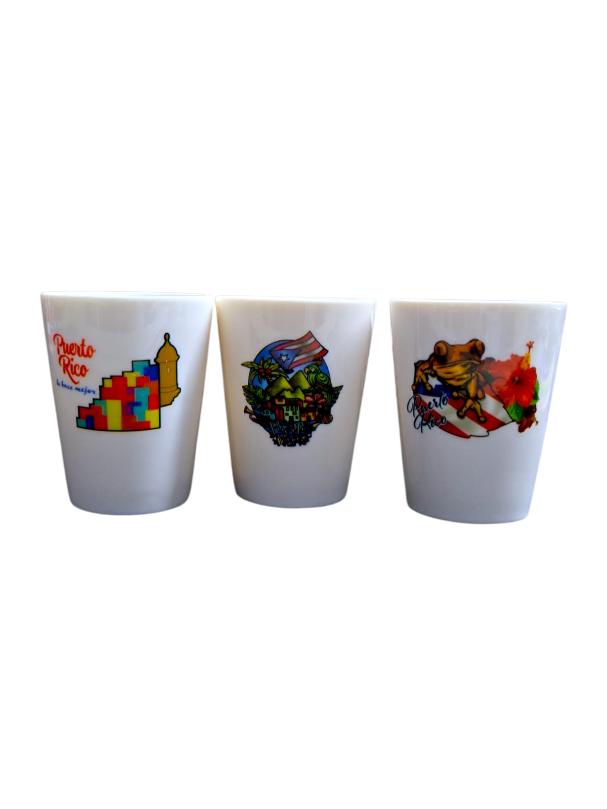 Souvenir de Puerto Rico- 3pc Ceramic Short Cup Set