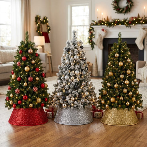 3D Fleece Tree Collar 22" | Acabado Tipo Tinsel (Cubierta para Árbol de Navidad)