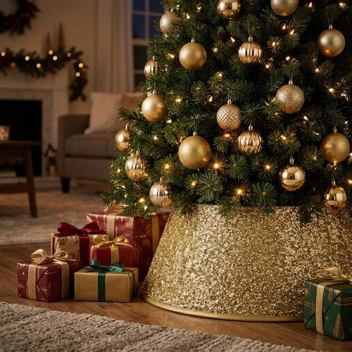 3D Fleece Tree Collar 22" | Acabado Tipo Tinsel (Cubierta para Árbol de Navidad) – Cubrir la base del árbol con brillo