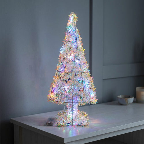 Tinsel Xmas Tree Decor w/ Cool Light | 19.7"