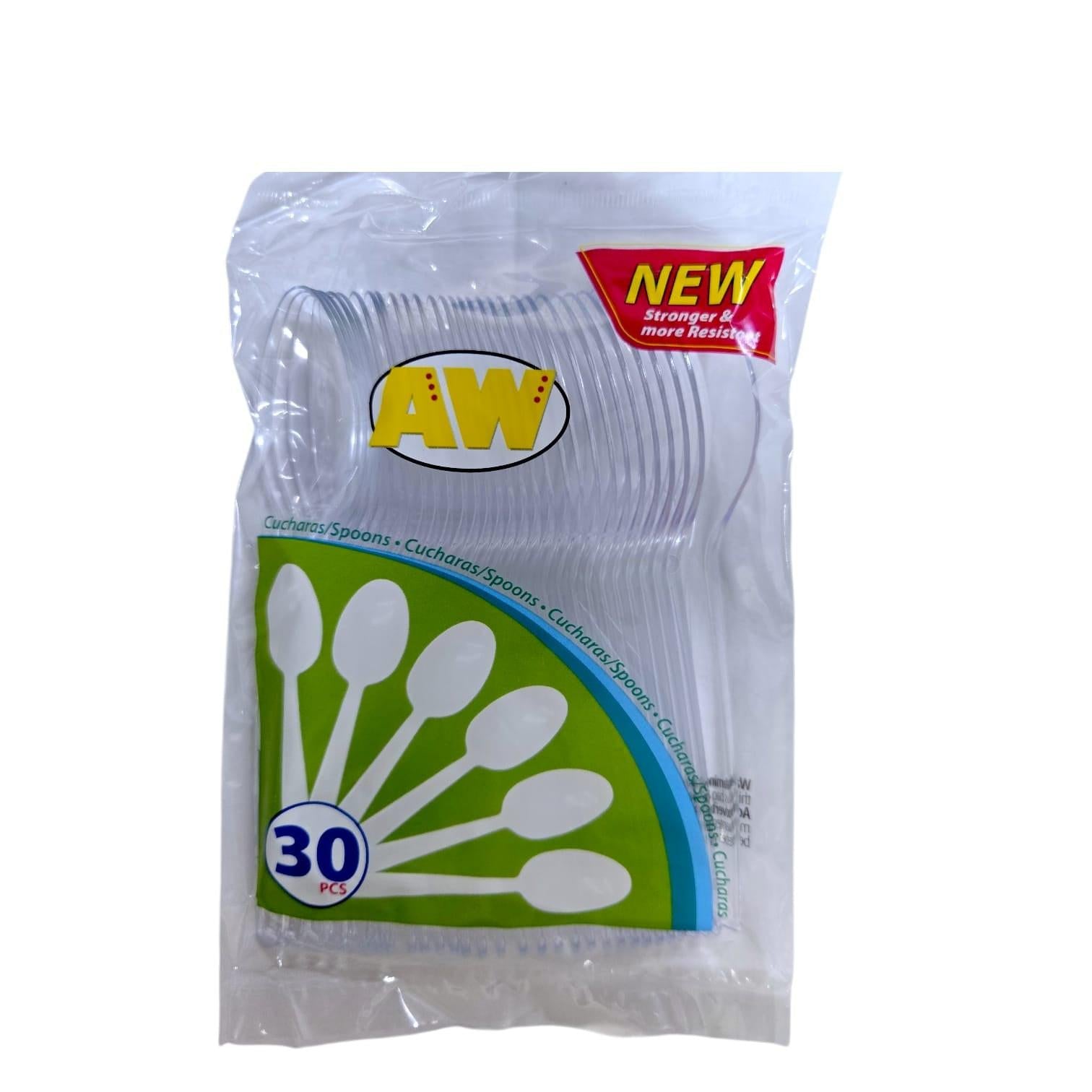 Cucharas Plásticas AW – Paquete de 30 Unidades | Resistentes y Prácticas.