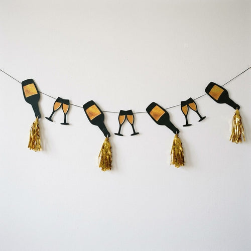 Happy New Year- Champane Tassel Garland