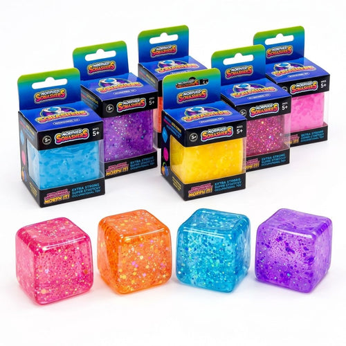 Morph-O Squashers – Squishy Cube | 4 GLITTER COLORS
