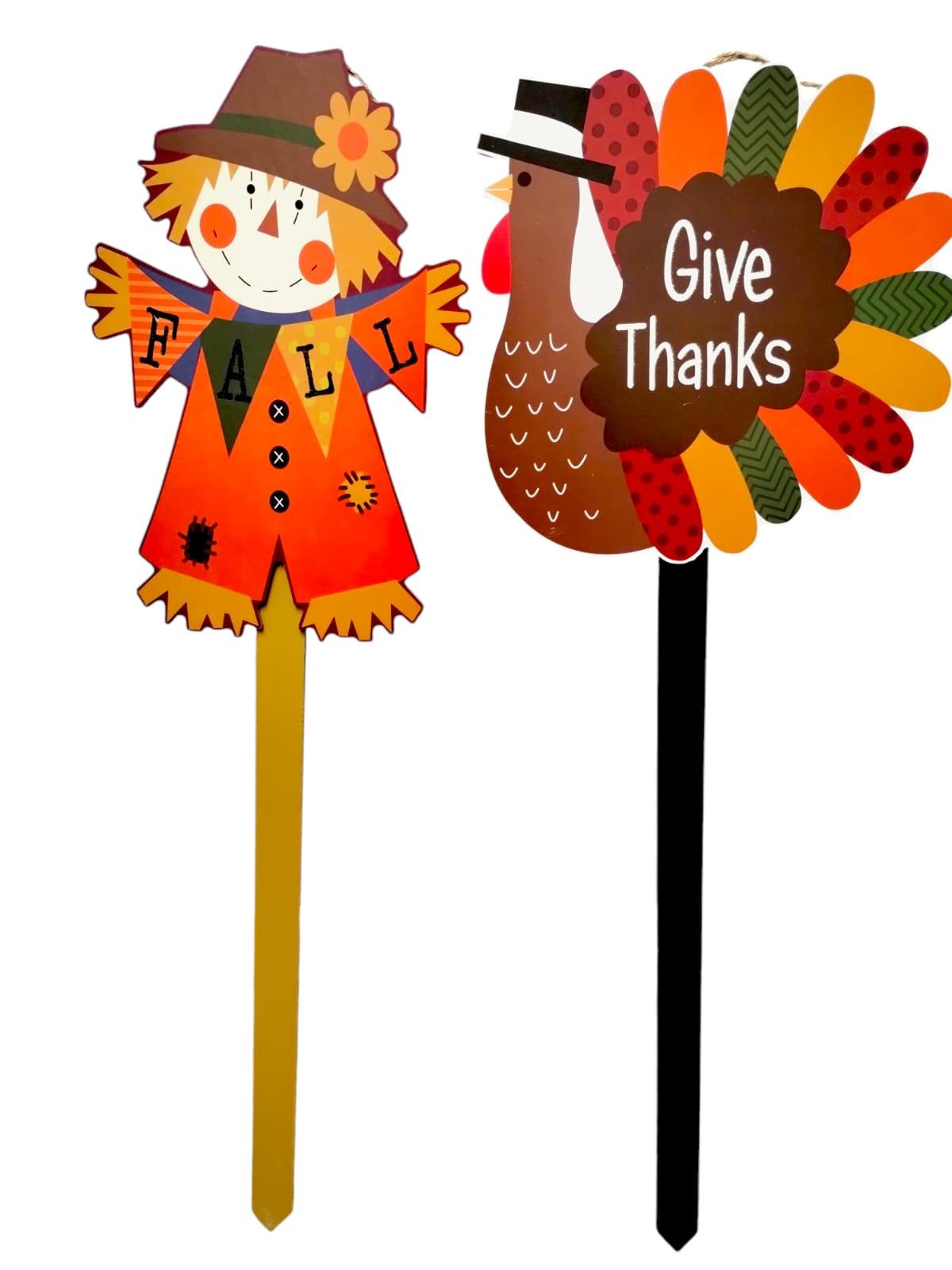 Otoño- Estacas de Jardín Motivo de Espantapájaros & Pavo 29.9" |*SOLO RECOGIDO EN TIENDAS*