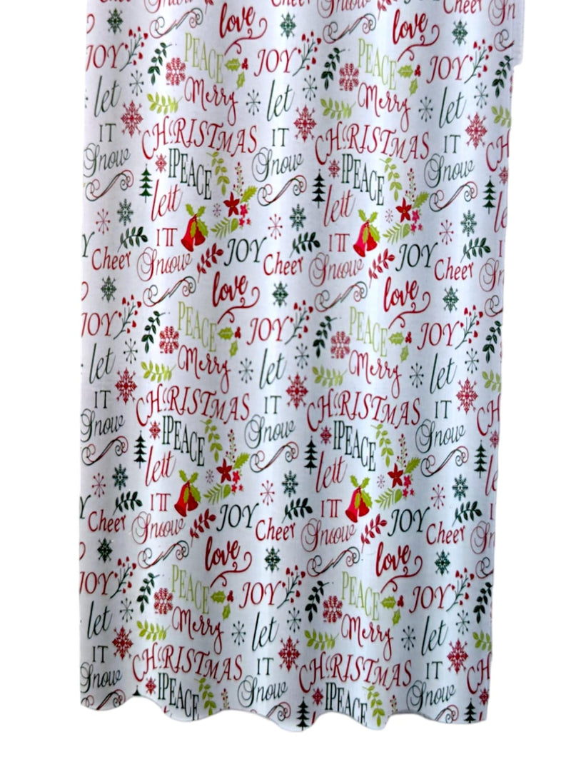 Christmas - Bath Curtain with Embroidered "Merry Christmas/Joy"