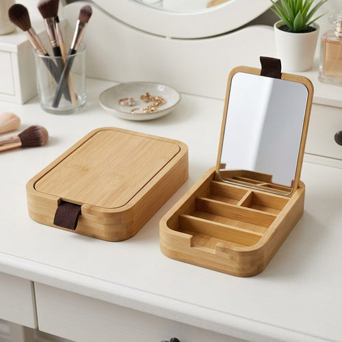 Caja con Espejo en Bambú para Joyería