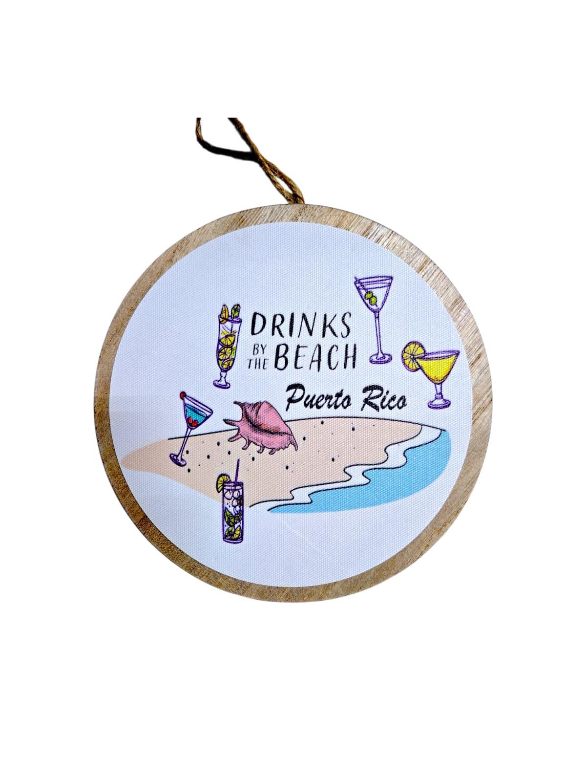 Souvenir de Puerto Rico - Placa de Madera Colgante Redonda (6.4")