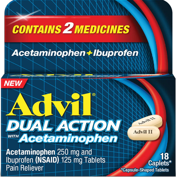 Advil - Dual Action (18 Caplets) Acetaminophen 250MG and Ibuprofen 125MG