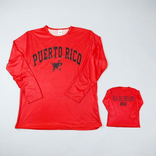 Souvenirs de Puerto Rico- T-Shirt de Mangas Largas – camiseta roja manga larga Puerto Rico con coquí