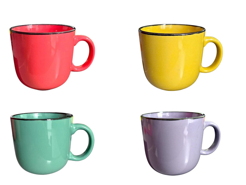 Tazas de Cerámica Borde Fino Negro 13oz