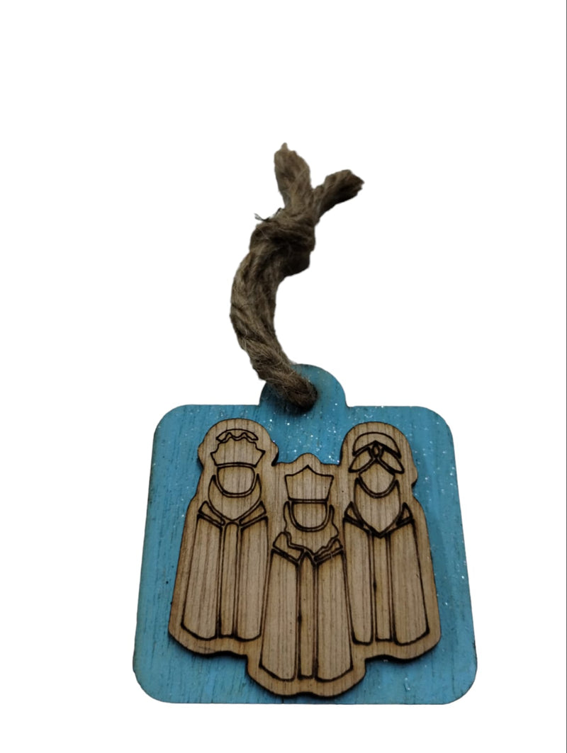 Artesanía en Madera - Ornamentos Tres Reyes Magos en Relieve (de frente) 3'' aprox.
