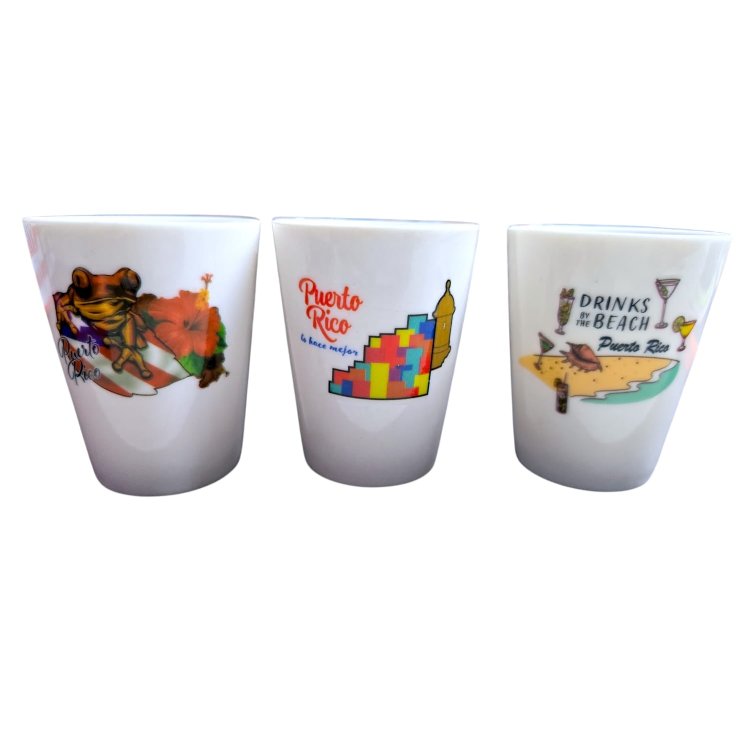 Souvenir de Puerto Rico- 3pc Ceramic Short Cup Set