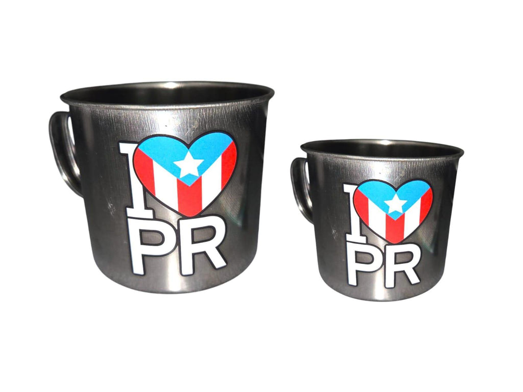 Souvenir Puerto Rico - Taza de Cafe en Stainless Steel (Pequeñoy Grande)
