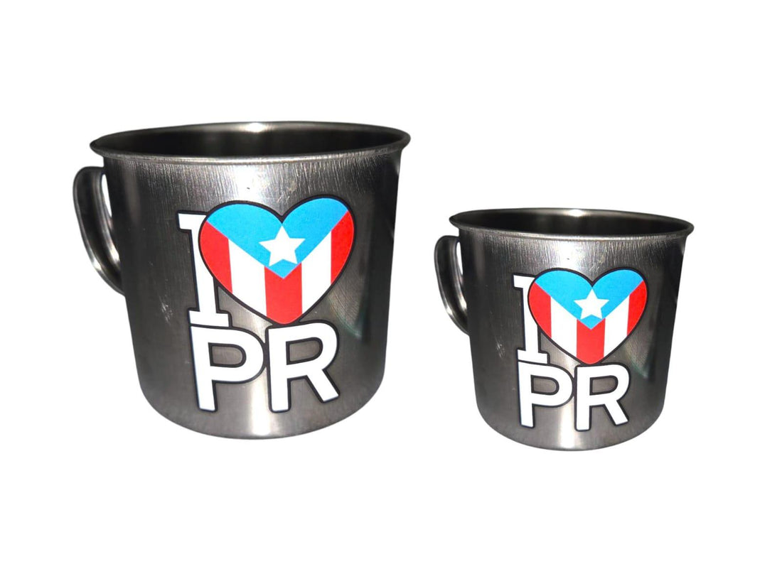 Souvenir Puerto Rico - Taza de Cafe en Stainless Steel (Pequeñoy Grande)