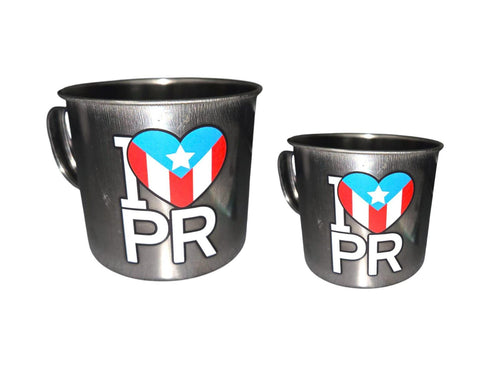 Souvenir Puerto Rico - Taza de Cafe en Stainless Steel (Pequeñoy Grande)