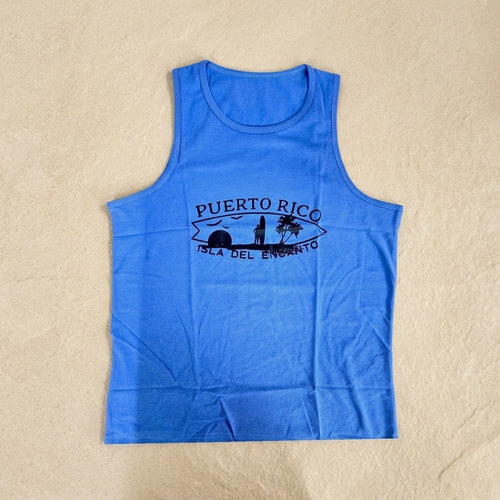 Souvenir de Puerto Rico- T-shirts de Puerto Rico – camisilla azul Puerto Rico Isla del Encanto