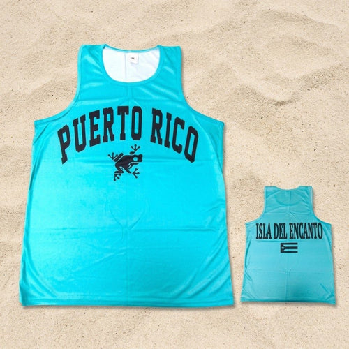 Souvenirs de Puerto Rico- T-Shirt de Sin Mangas – camisilla turquesa Puerto Rico Isla del Encanto