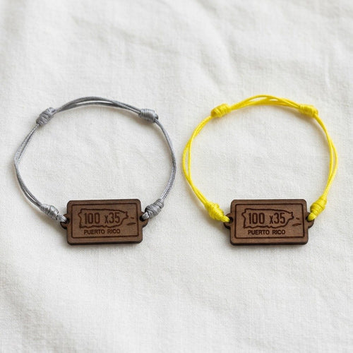 Artesanía en Madera - Pulsera Tablilla ''Puerto Rico 100 x 35''