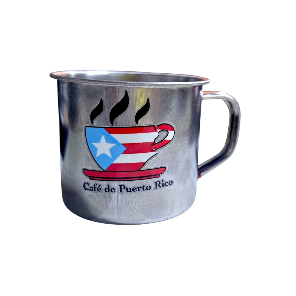 Souvenir Puerto Rico - Taza de Cafe en Stainless Steel (Pequeñoy Grande)