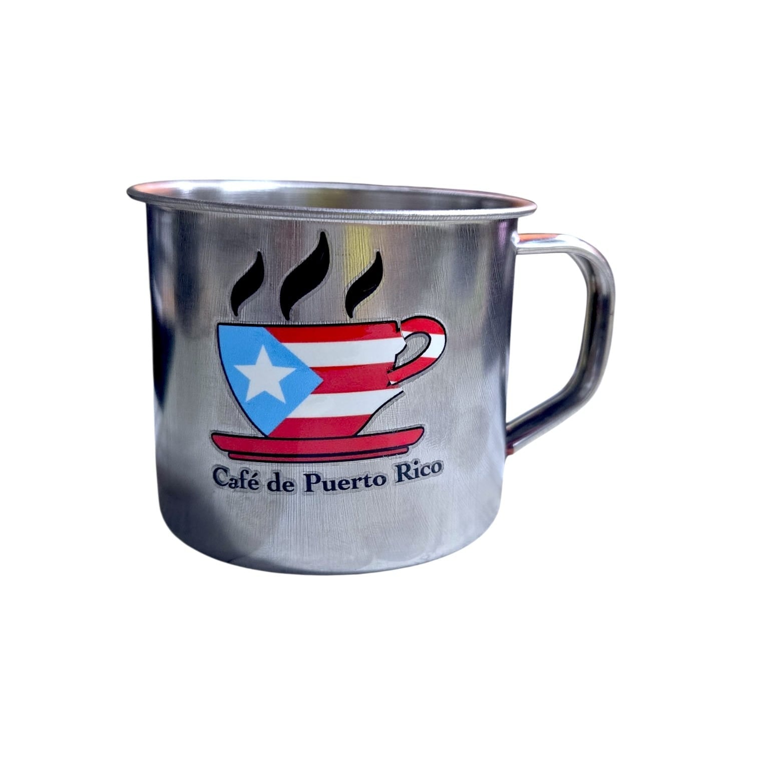 Souvenir Puerto Rico - Taza de Cafe en Stainless Steel (Pequeñoy Grande)