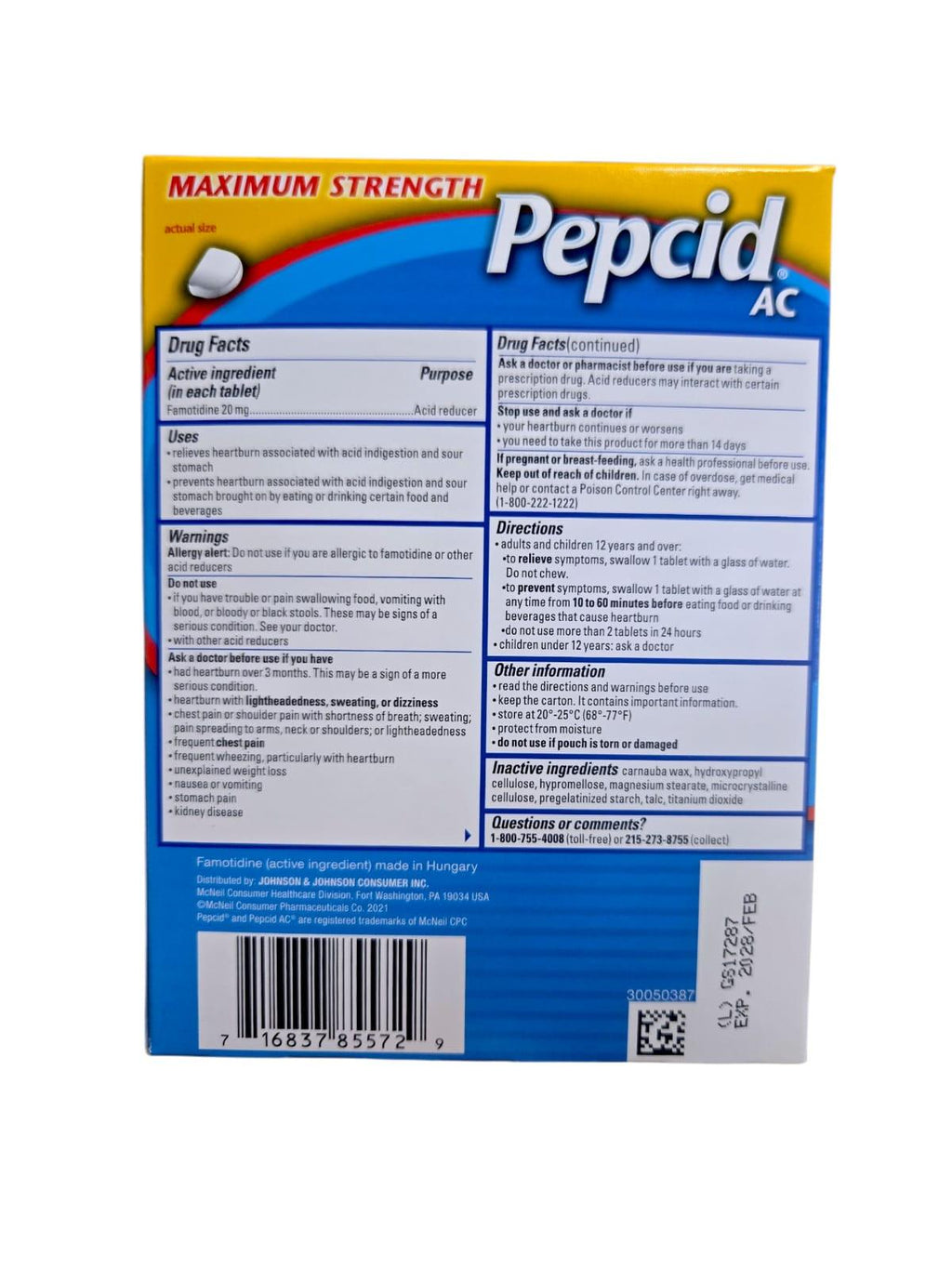Pepcid AC Maximum Strength – Reductor de Acidez | 1 Tableta.