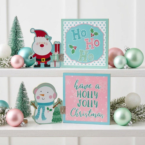 Foldable Christmas Wooden Decor – Snowman & Santa | 2 Styles – 9.8"