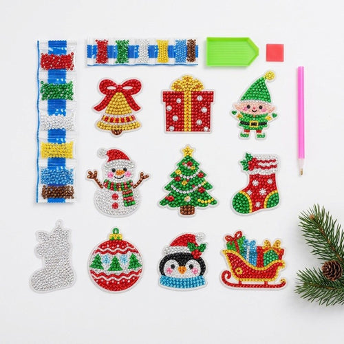 Kit de Stickers Navideños con Diamantes | 3 Piezas | 14+