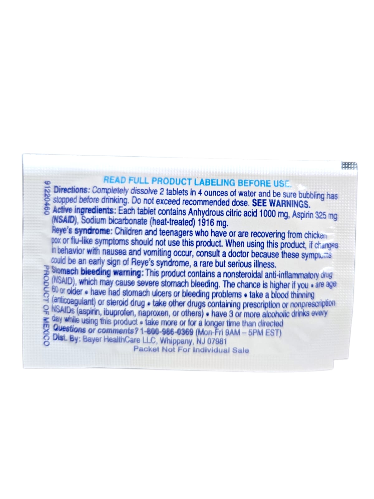 Alka Seltzer Original w/ Aspirin (2 Tablets)