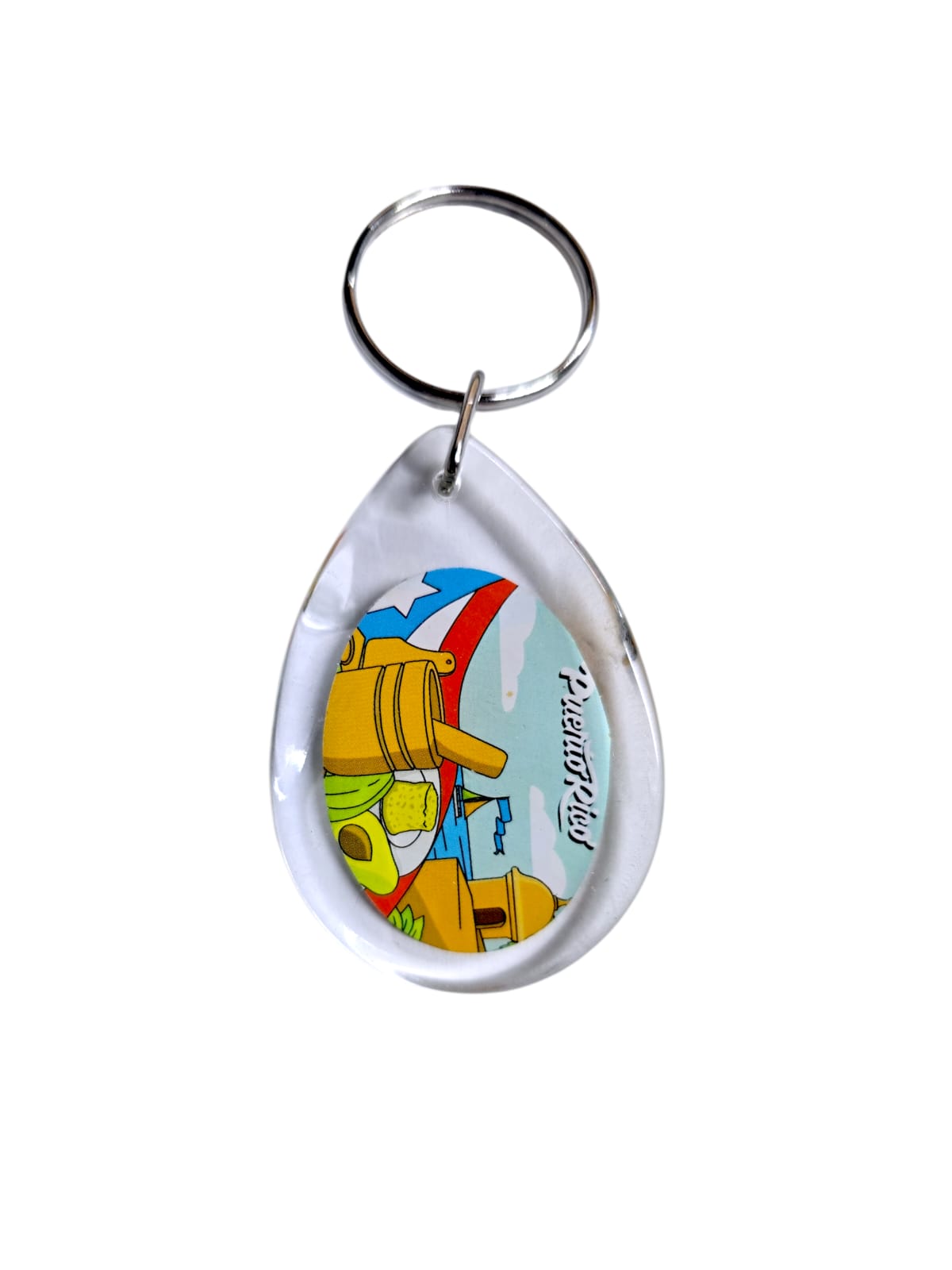 Souvenir de Puerto Rico- LLavero Plástico con diseño de gota de agua