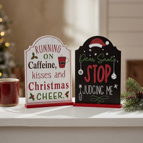 XMAS Wooden Standing Sign | Funny Holiday Messages | 9.4"