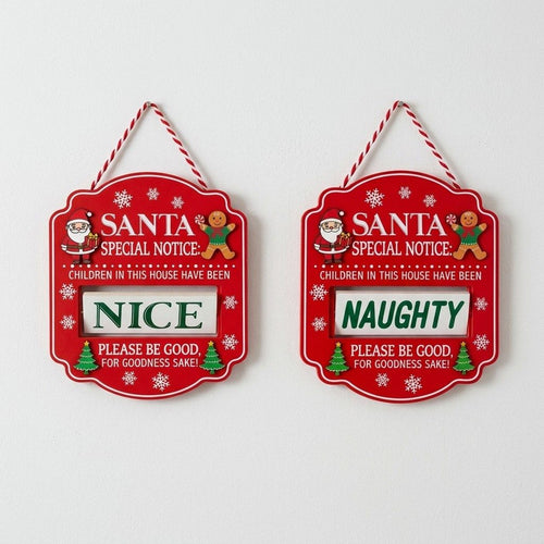 Santa Naughty or Nice Wooden Christmas Wall Plaque | 9.4"