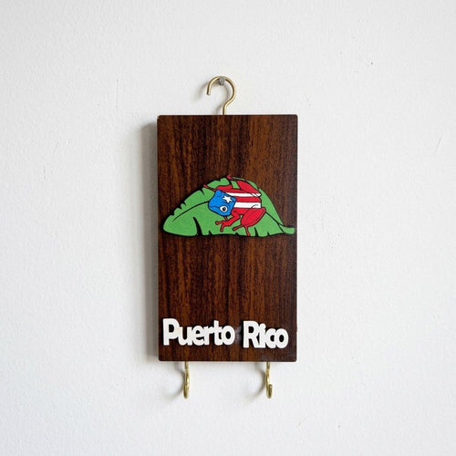 Porta Llaves de Madera con Diseño de Coquí y Hoja – Decoración Boricua