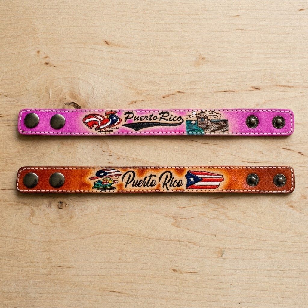 Souvenir de PR - Pulsera de Cuero (Medium)