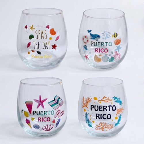 Souvenir de Puerto Rico- Printed Wine Glass Décor