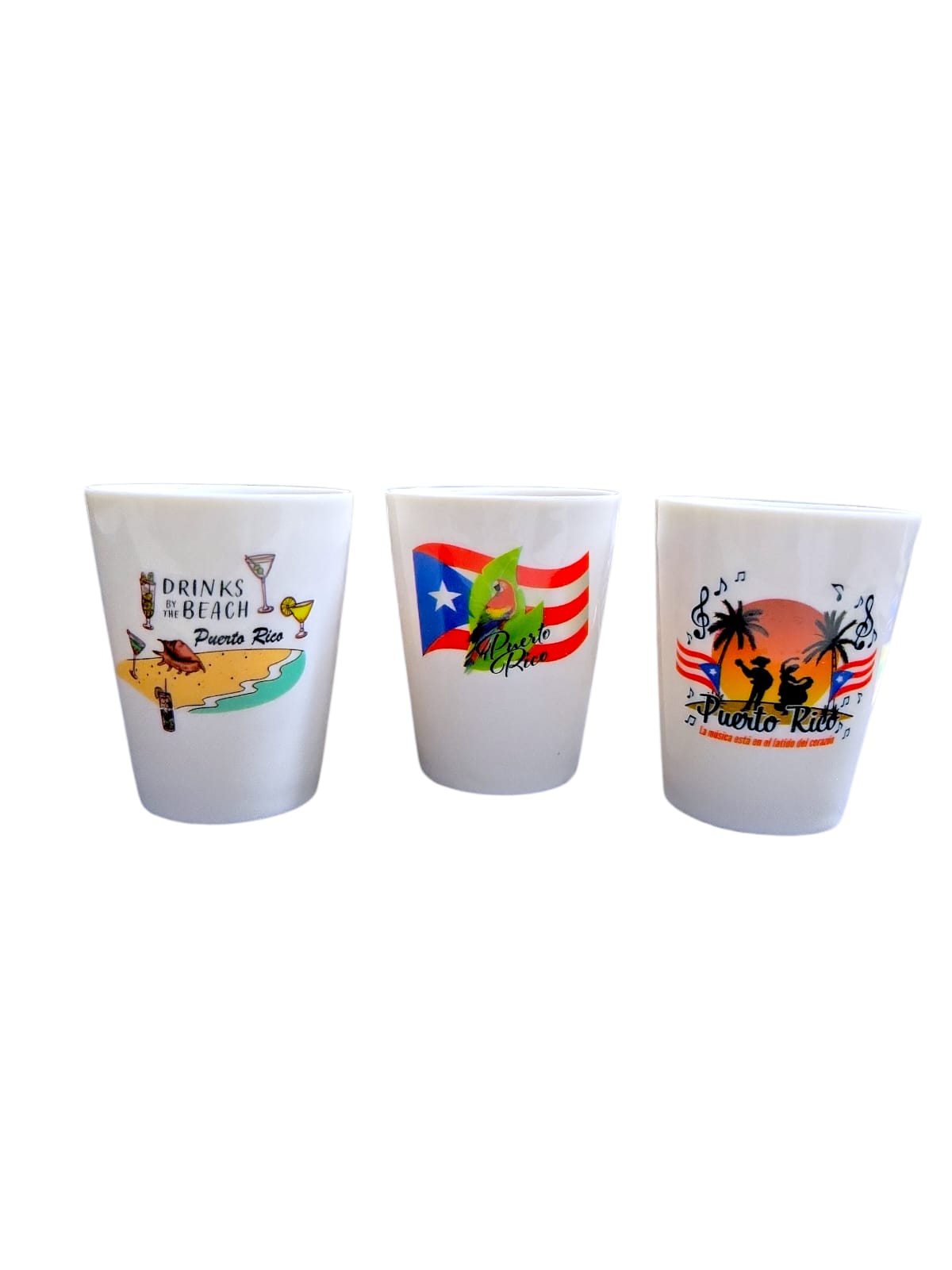 Souvenir de Puerto Rico- 3pc Ceramic Short Cup Set