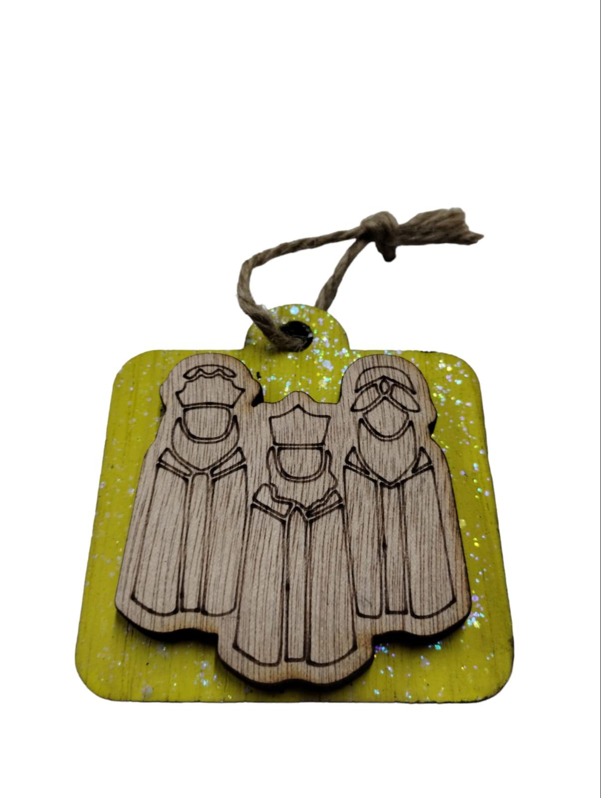 Artesanía en Madera - Ornamentos Tres Reyes Magos en Relieve (de frente) 3'' aprox.