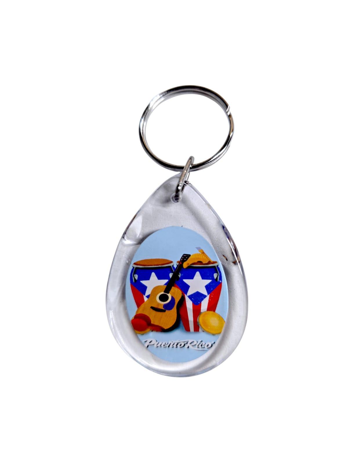 Souvenir de Puerto Rico- LLavero Plástico con diseño de gota de agua