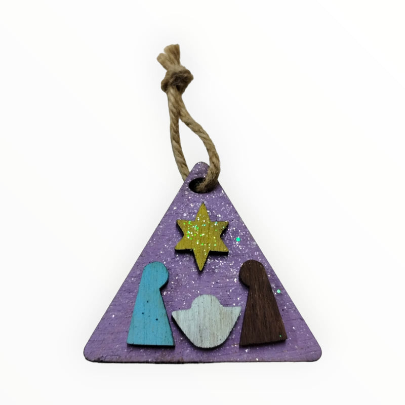 Artesanía en Madera - Ornamentos Triangulo Nacimiento 2.8'' aprox.