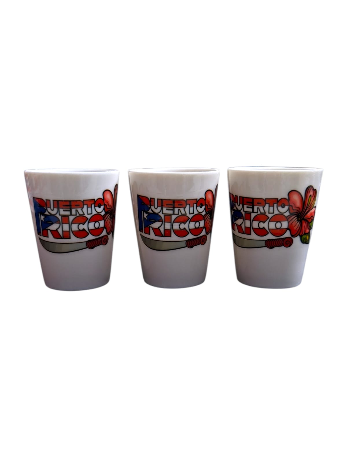 Souvenir de Puerto Rico- 3pc Ceramic Short Cup Set