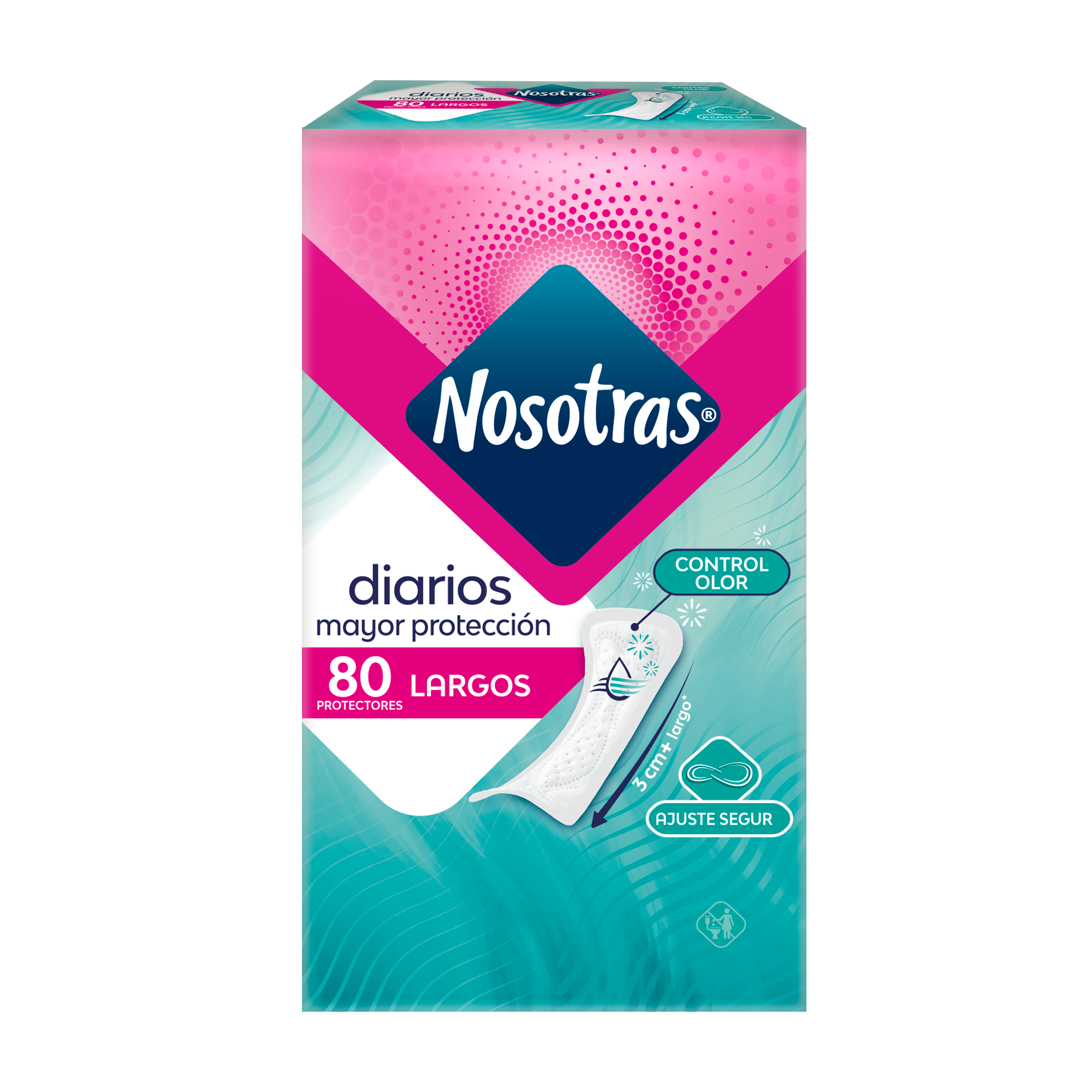 Nosotras Diarios Mayor Protección / LARGOS (80 Protectores)