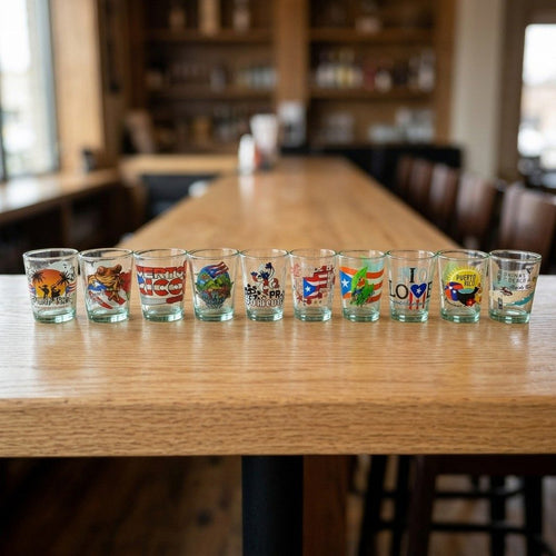Souvenirs de Puerto Rico - Shot Glasses 2pcs (Variedad de estilos a escoger)