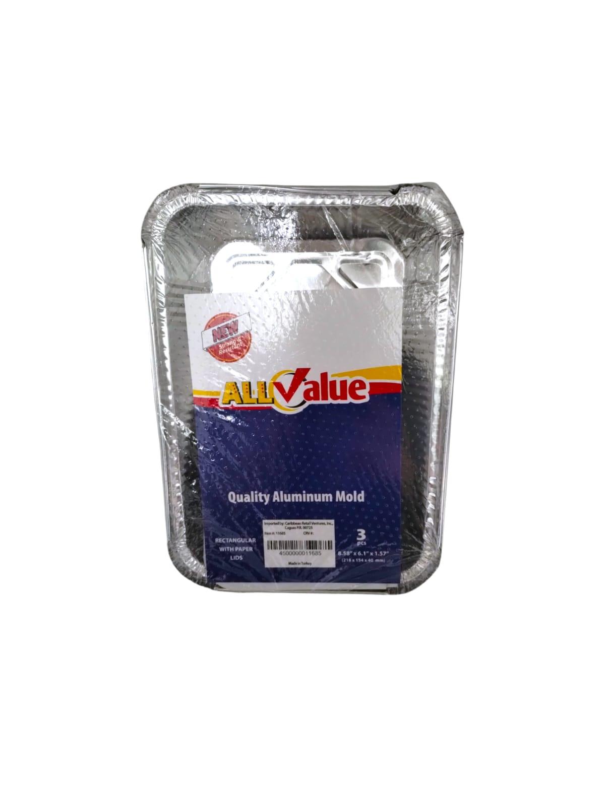 All Value- 3pcs Molde de Aluminio de Alta Calidad 8.58" x 6.1" x 1.57"