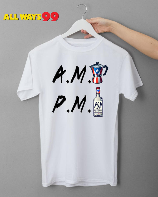 T-Shirts de Puerto Rico - A.M. y P.M. / Blanca