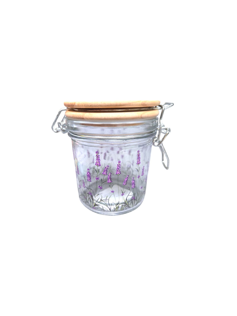 SM Lavender Flowers Canister w Wood Lid
