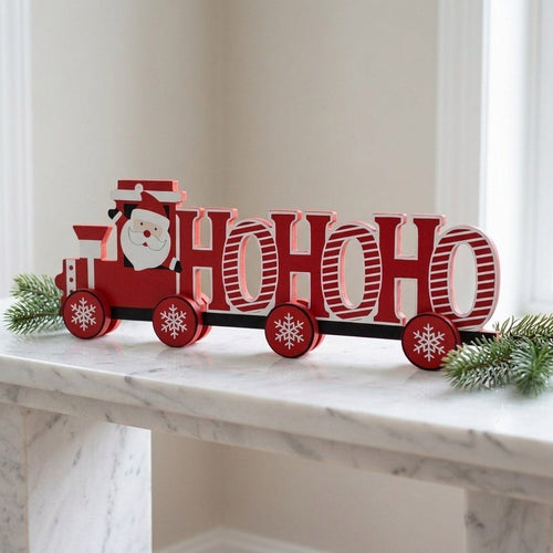 Decoración Navideña de Mesa | Santa en Tren "HO HO HO" 15.7"