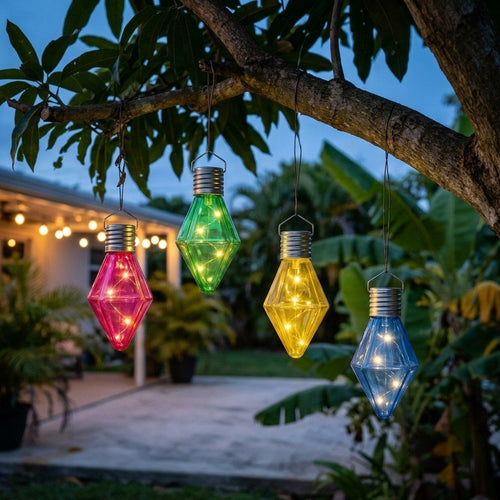 1 Pc Solar LED Christmas Hanging Light | 4 Colores – Bombilla solar navideña para colgar en el patio